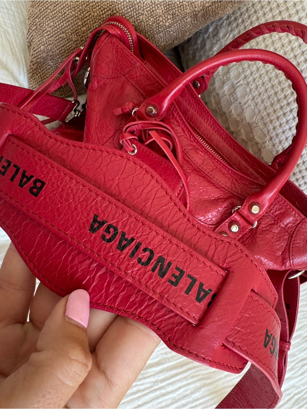 Balenciaga City Bag Red Leather Silver Hardware w/strap & mirror + COA - Picture 7 of 13